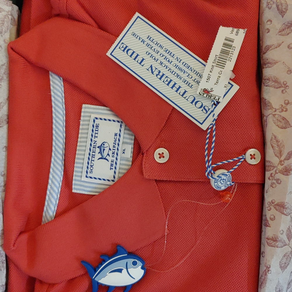 Southern Tide Skipjack knit Polo terracotta color
